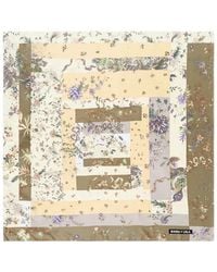 Bimba Y Lola - Cream Romantic Flowers Patchwork Scarf - Lyst