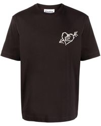 Etudes Studio - Heart Motif-embroidery Organic Cotton T-shirt - Lyst