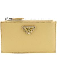 Prada - Saffiano-Leather Logo-Plaque Card Holder - Lyst