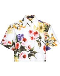 Dolce & Gabbana - Camicia Crop A Fiori - Lyst