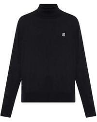 Balmain - Rollkragenpullover Mit Logo-Stickerei - Lyst