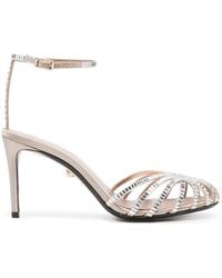 ALEVI - Crystal-Embellished Caged-Design Sandals - Lyst