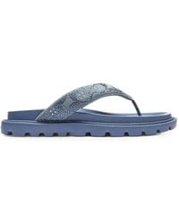 COACH - Crystal-Embellished Logo-Print Flip-Flops - Lyst
