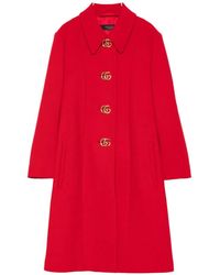Gucci - Logo Button Wool Coat - Lyst