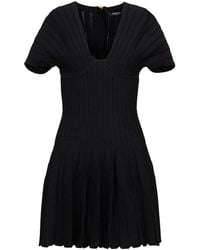 Balmain - Vestido Mini Plisado De Malla - Lyst