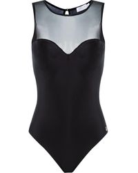 Brigitte Bardot Costume intero Princesa con pannelli semi trasparenti - Nero