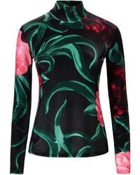 La DoubleJ - Floral-Print Turtleneck Top - Lyst