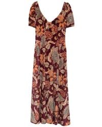 FARM Rio - Delhi Floral-Print Velvet Midi Dress - Lyst