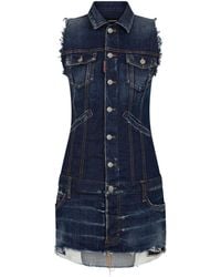 DSquared² - Robe courte en jean à design sans manches - Lyst