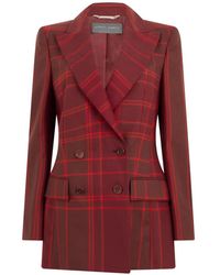 Alberta Ferretti - Check-Pattern Double-Breasted Blazer - Lyst