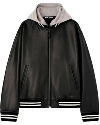 Palm Angels - Curved Logo Leather Bomber - Lyst