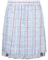 Thom Browne - Striped Sheer Tweed Low Rise Pleated Skirt - Lyst