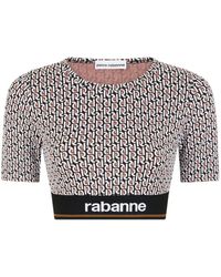 Rabanne - T-Shirt Con Stampa Crop - Lyst