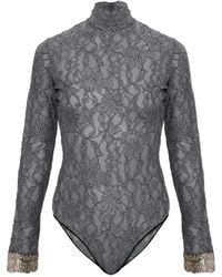 Valentino Garavani - Lace-Detail Long-Sleeve Bodysuit - Lyst