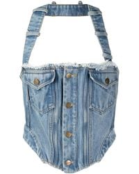 Monse - Corsetto Denim Con Scollo All'Americana - Lyst