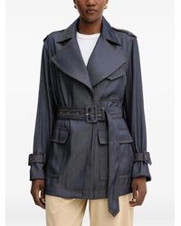 Guess - Regine Belt-Detail Short Denim Trench Coat - Lyst