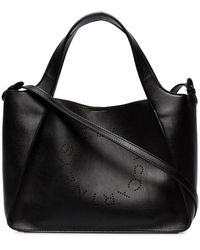 Stella McCartney - Black Stella Logo Perforated Faux Leather Cross Body Bag - Lyst