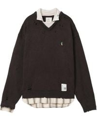 Maison Mihara Yasuhiro - Triple Layered Collared Knit Sweater - Lyst