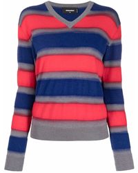 DSquared² - Striped V-Neck Jumper - Lyst