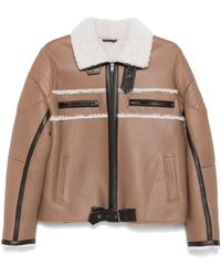 Manokhi - Shearling-Detail Leather Jacket - Lyst