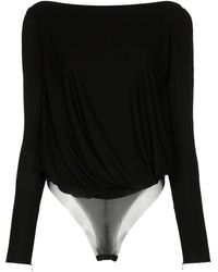Tom Ford Cowl Back Draped Bodysuit - Black