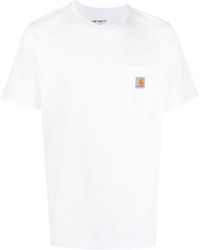 Carhartt WIP T-Shirt In Cotone Con Patch - Bianco