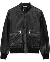 AllSaints - Hiro Leather Bomber Jacket - Lyst