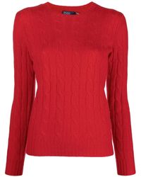 Polo Ralph Lauren - Julianna Logo-embroidered Cable-knit Wool And Cashmere-blend Jumper - Lyst