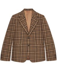 Gucci - Double G Check-pattern Wool Blazer - Lyst