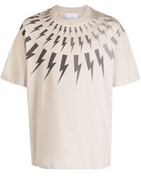 Neil Barrett - Katoenen T-shirt Met Bliksemflitsprint - Lyst
