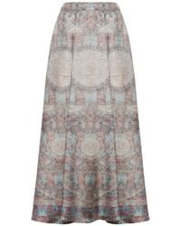 Pierre Louis Mascia - Aloe A-Line Printed Midi Skirt - Lyst