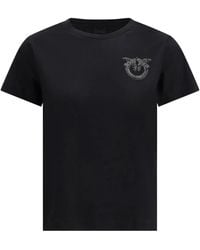 Pinko - Crystal-Embellishment Logo T-Shirt - Lyst