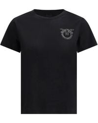 Pinko - Crystal-Embellishment Logo T-Shirt - Lyst