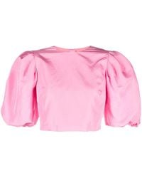 MSGM - Top Crop Con Maniche A Palloncino - Lyst