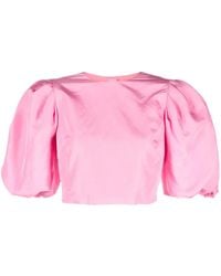 MSGM - Top Crop Con Maniche A Palloncino - Lyst