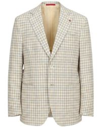 Isaia - Check-Pattern Notched-Lapel Blazer - Lyst