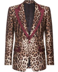 Dolce & Gabbana - Leopard-print Single-breasted Silk Blazer - Lyst