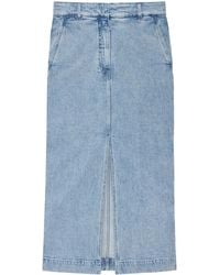 Another Tomorrow - Organic-Cotton Denim Midi Skirt - Lyst