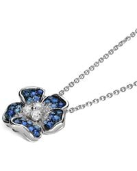 Leo Pizzo - 18Kt Flora Diamond And Sapphire Necklace - Lyst