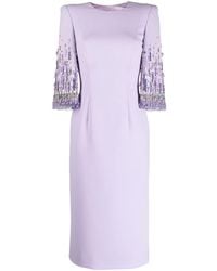 Jenny Packham - Bergman Embellished Crepe Midi Dress - Lyst
