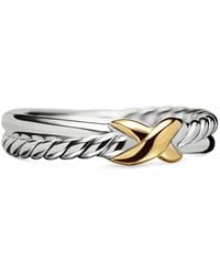 David Yurman - 18Kt And Sterling Petite X Ring (4Mm) - Lyst