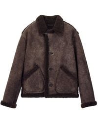 Giorgio Armani - Shearling-Trim Leather Jacket - Lyst
