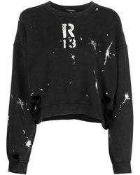 R13 - Paint Splatter-print Cropped Sweatshirt - Lyst