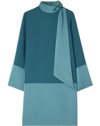 St. John - Two-tone Crepe Mini Dress - Lyst