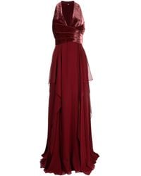 Elie Saab - V-neck Velvet Silk Gown - Lyst