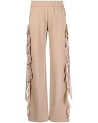 Blumarine - Ruffled-Trim Wide-Leg Trousers - Lyst