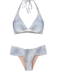 Adriana Degreas - Stone-print Half-cut Halterneck Bikini - Lyst