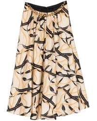 Elisabetta Franchi - Printed Midi Skirt - Lyst