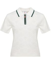 CASABLANCA - Logo-Pointelle Polo Shirt - Lyst