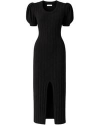 Violante Nessi - Geribbelde Midi-Jurk Met Pofmouwen - Lyst